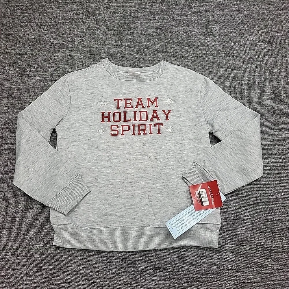 Kids Boys Grils Family Pajama Sweatshirt Medium SIze 8 Gray Holiday Pullover Top